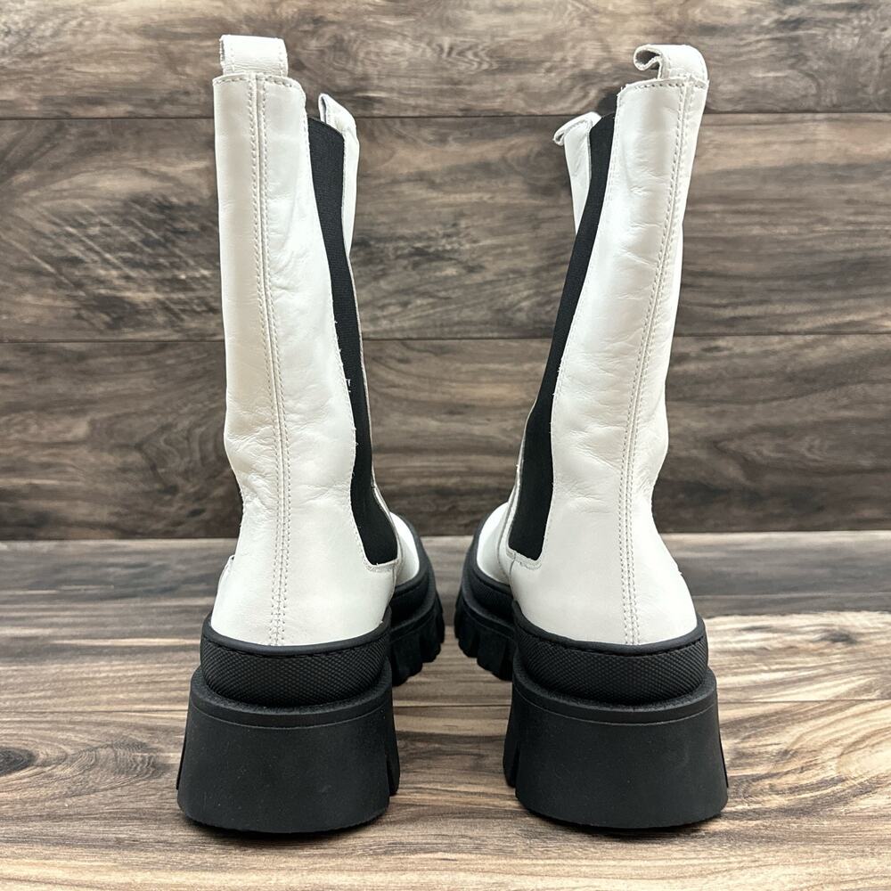 NIB Kenneth Cole 8.5M Maple Lug Sole Platform Combat Chelsea Boot White Leather - Picture 7 of 12